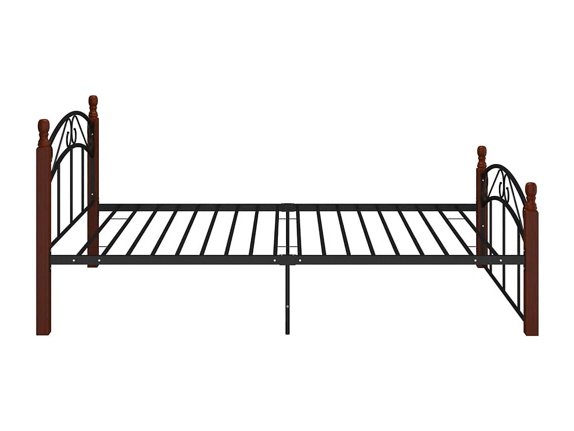 Estructura de cama metal y madera maciza de roble 120x200 cm