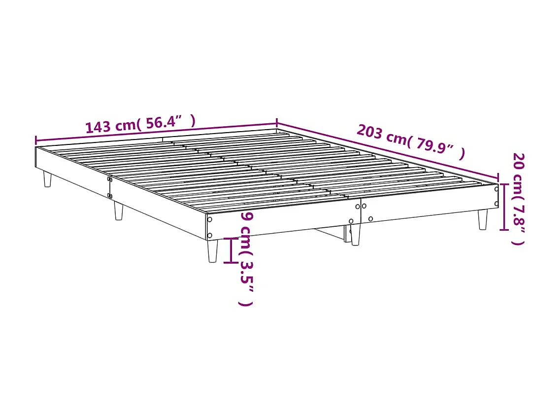 Estrutura de cama 140x200 cm derivados de madeira branco