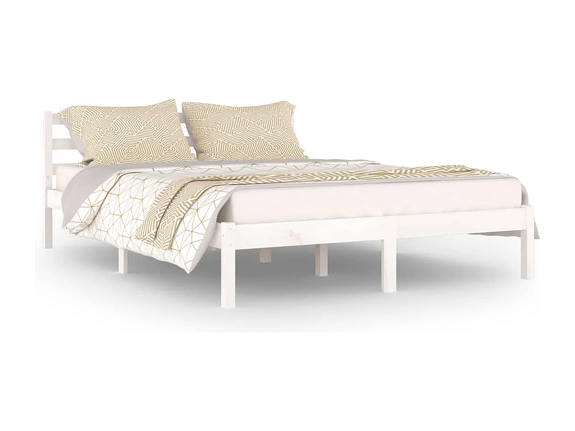 Estructura de cama madera maciza de pino blanco 140x200 cm