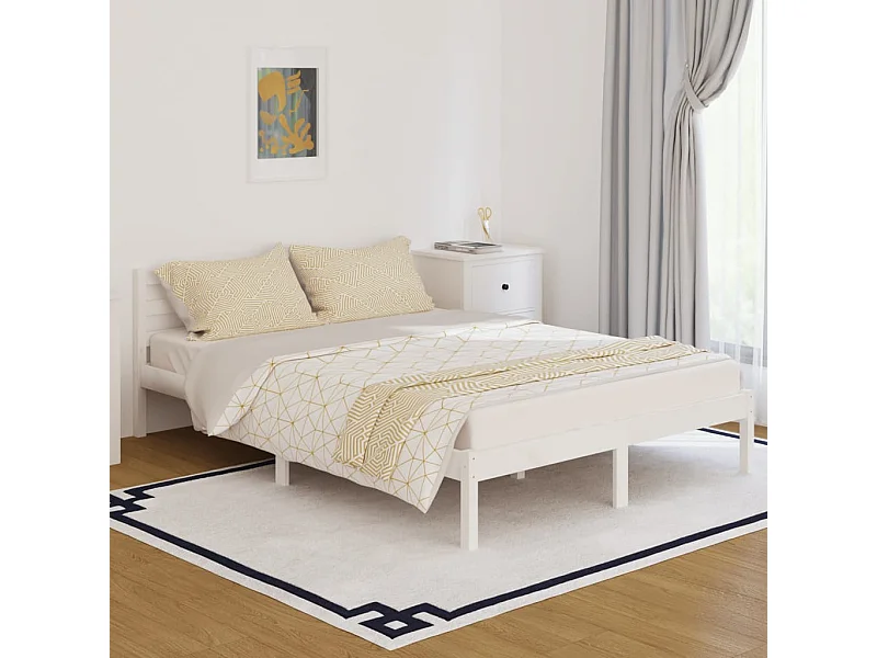 Estrutura de cama 140x200 cm pinho maciço branco