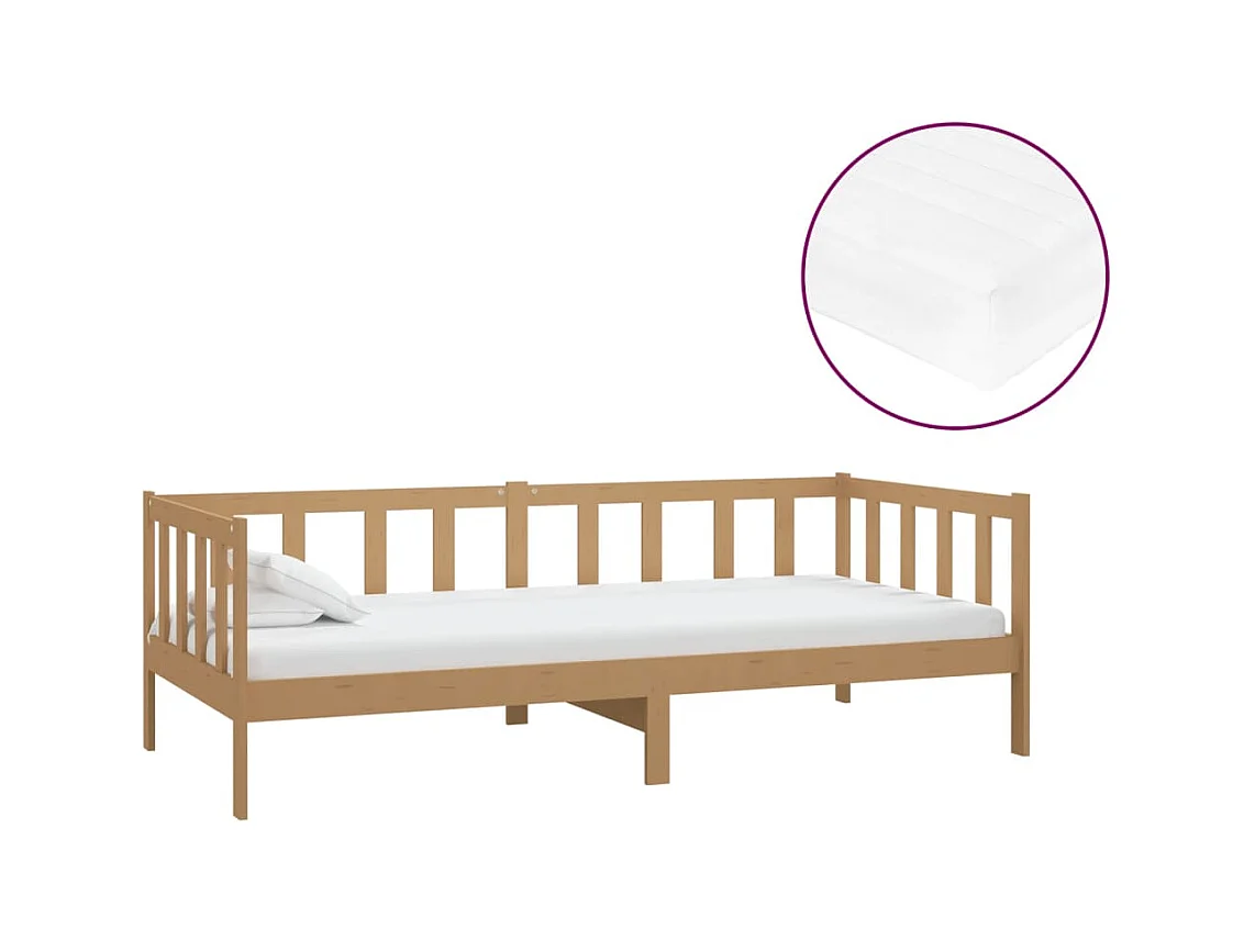 Sofá-cama com colchão 90x200 cm pinho maciço castanho mel