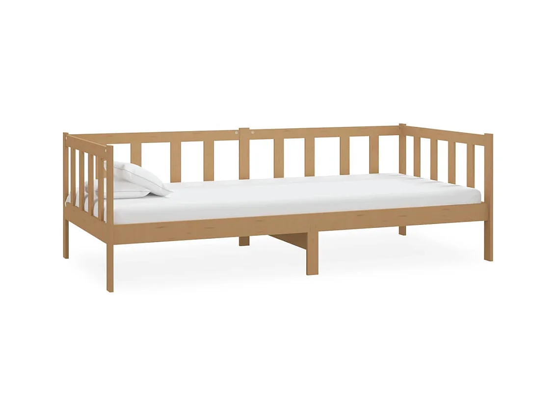 Sofá-cama com colchão 90x200 cm pinho maciço castanho mel