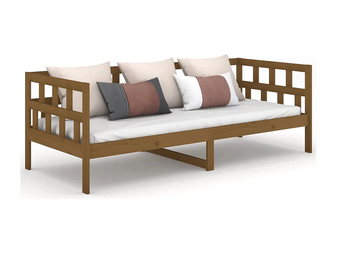 Lit de jour marron miel bois de pin massif 80x200 cm