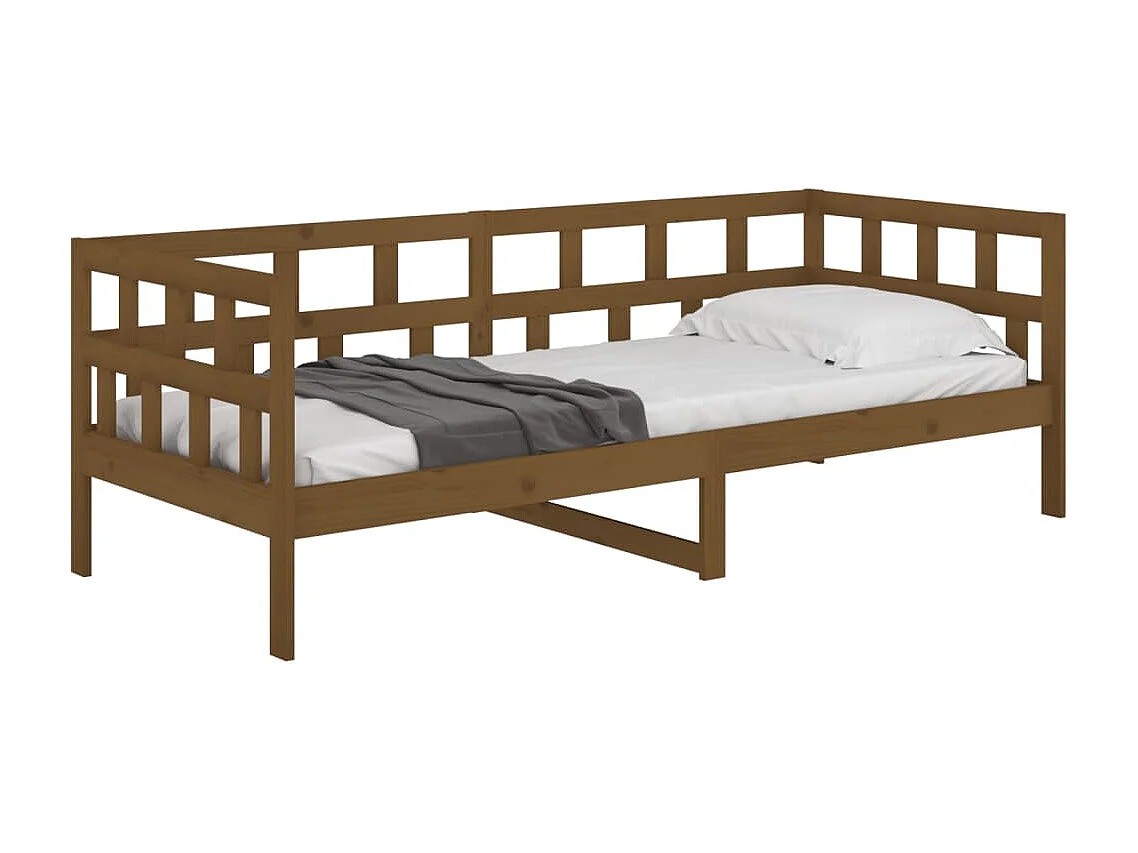 Lit de jour marron miel bois de pin massif 80x200 cm
