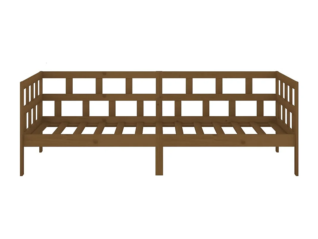 Lit de jour marron miel bois de pin massif 80x200 cm