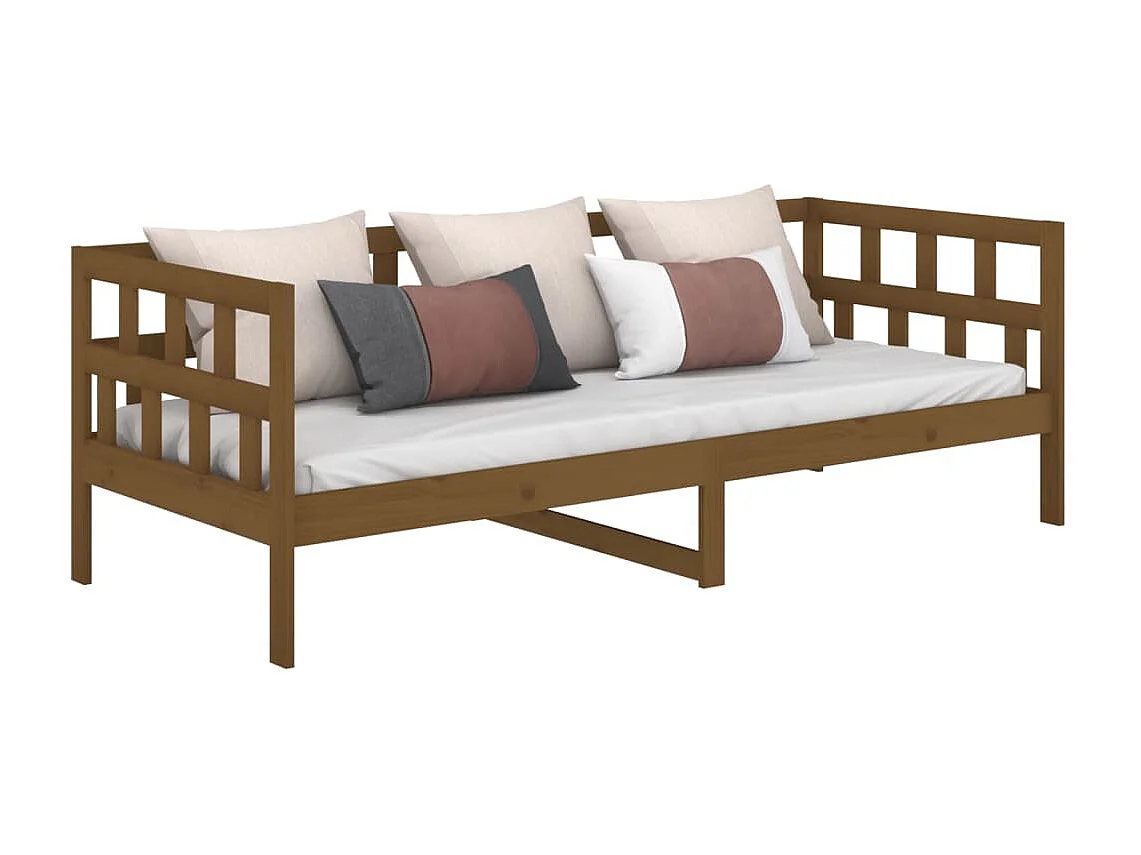 Sofá cama madera maciza de pino marrón miel 80x200 cm