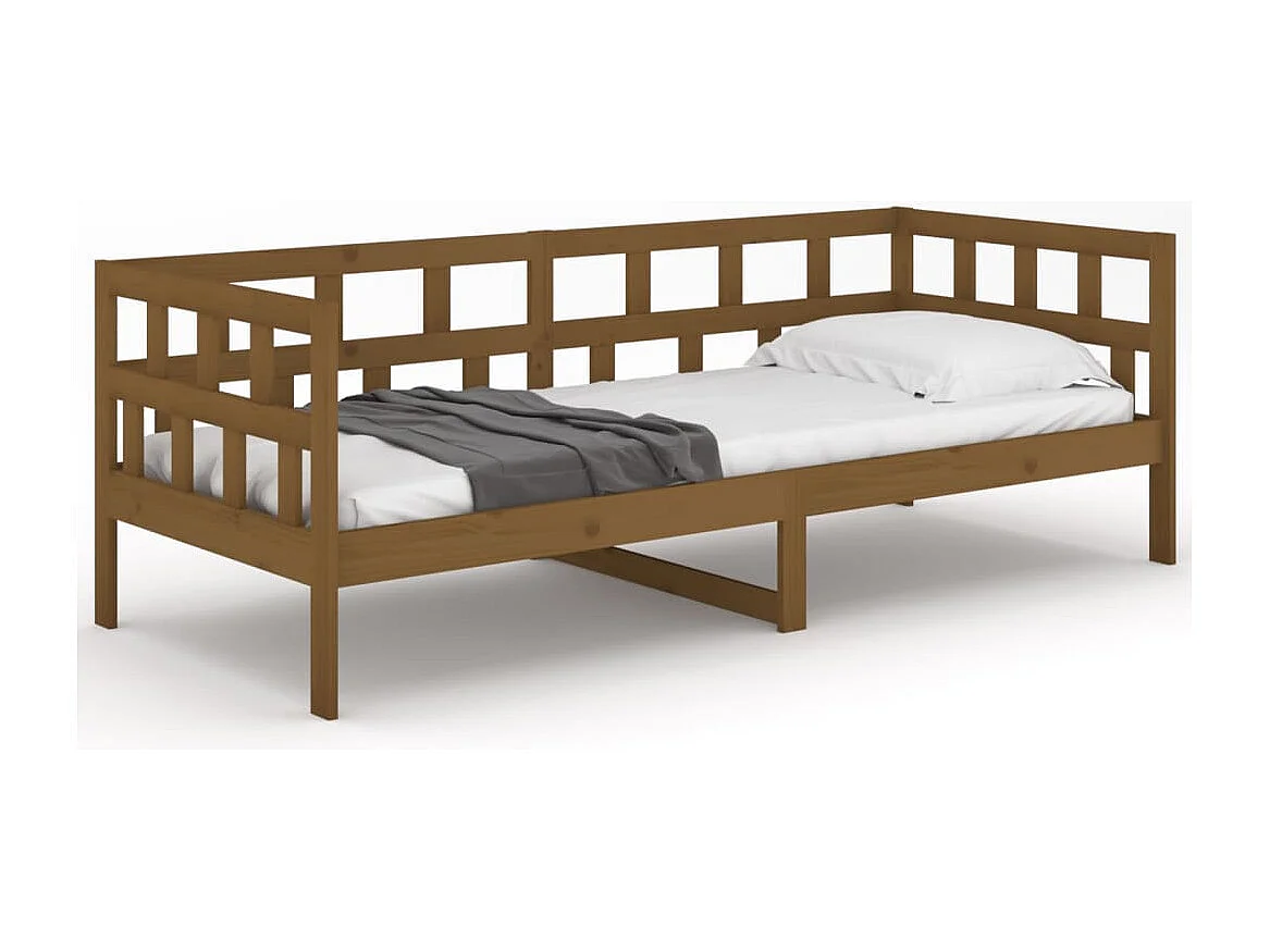 Sofá cama madera maciza de pino marrón miel 80x200 cm