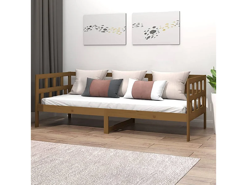 Sofá-cama 80x200 cm madeira de pinho maciça castanho-mel