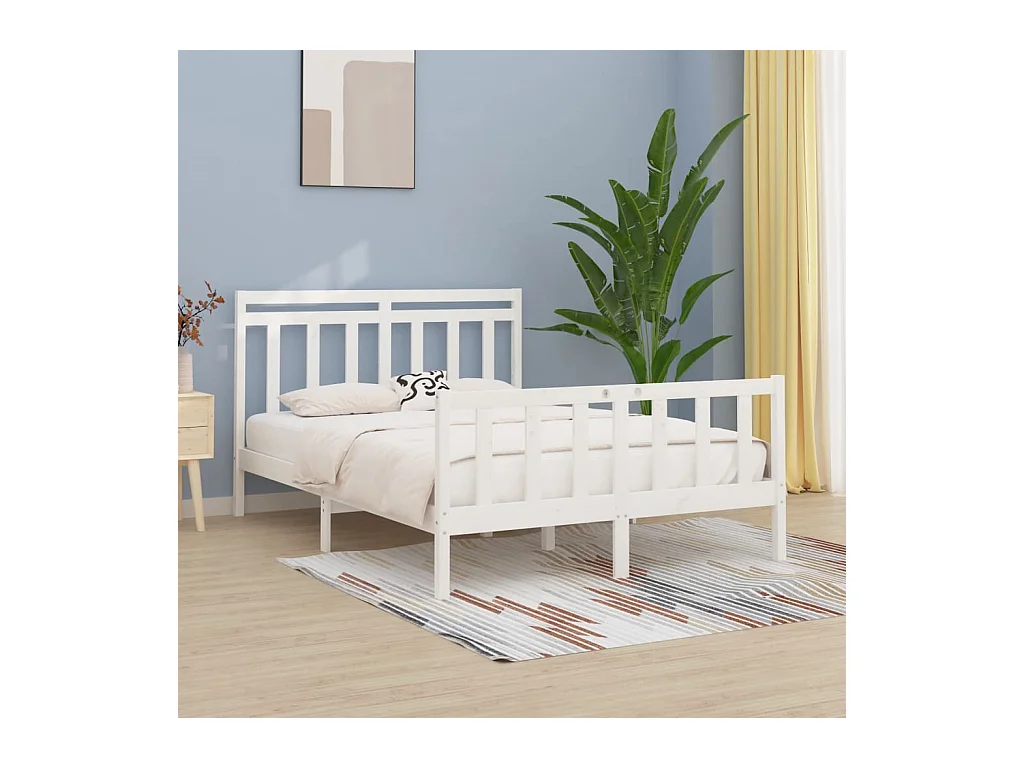 Estrutura de cama king 150x200 cm pinho maciço branco