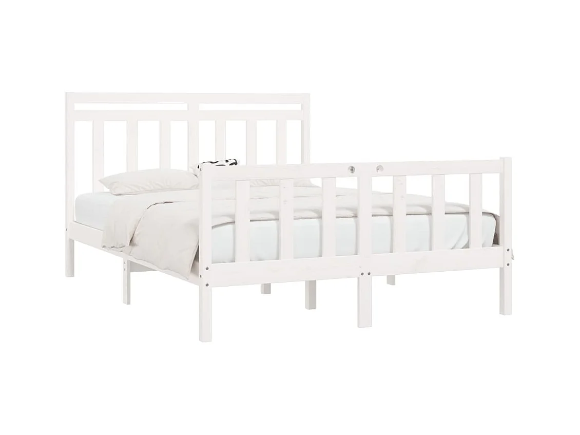 Estrutura de cama king 150x200 cm pinho maciço branco