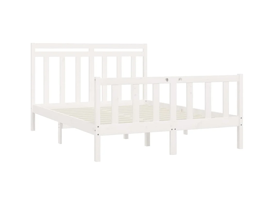 Estrutura de cama king 150x200 cm pinho maciço branco