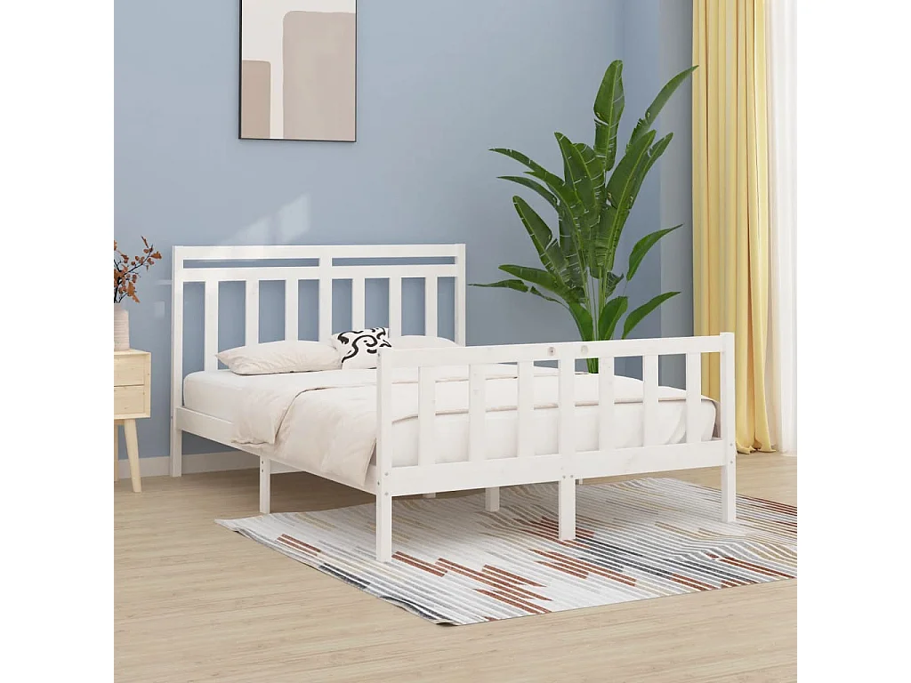 Estrutura de cama king 150x200 cm pinho maciço branco