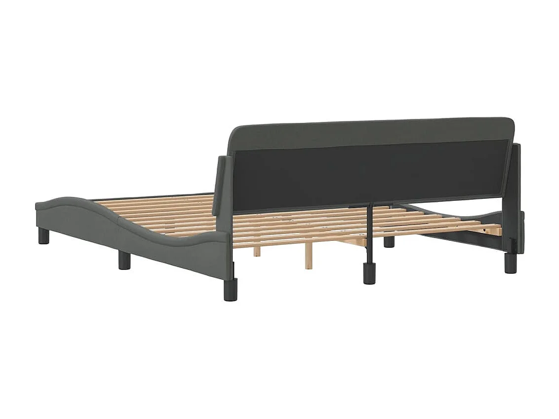 Cadre de lit avec tête de lit Gris foncé 160 x 200 cm Tissu