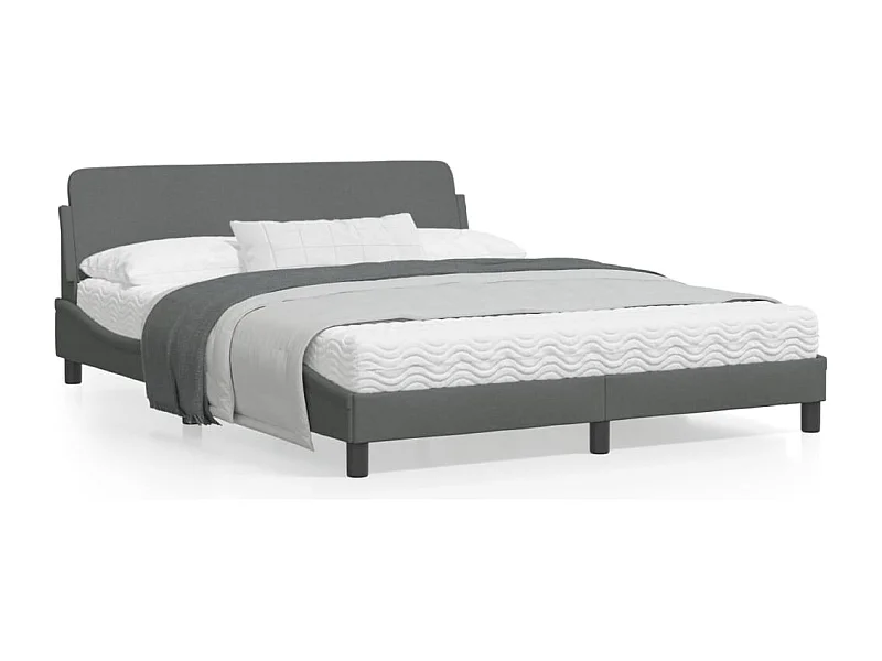 Estructura de cama con cabecero tela gris oscuro 160x200 cm
