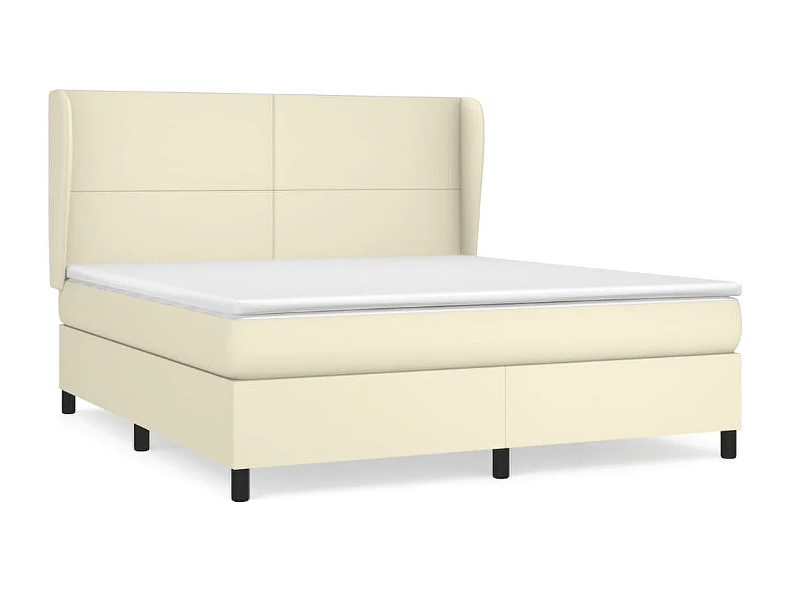 Lit à sommier tapissier avec matelas Crème 180x200cm Similicuir