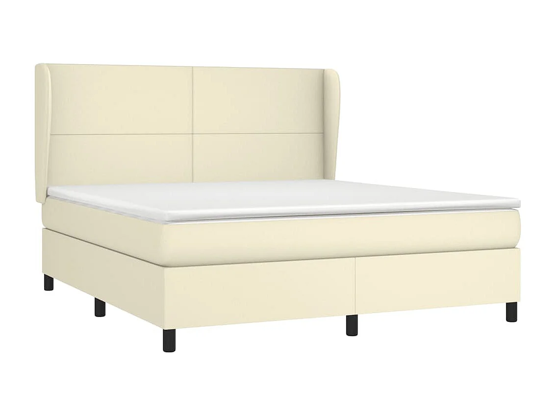 Lit à sommier tapissier avec matelas Crème 180x200cm Similicuir