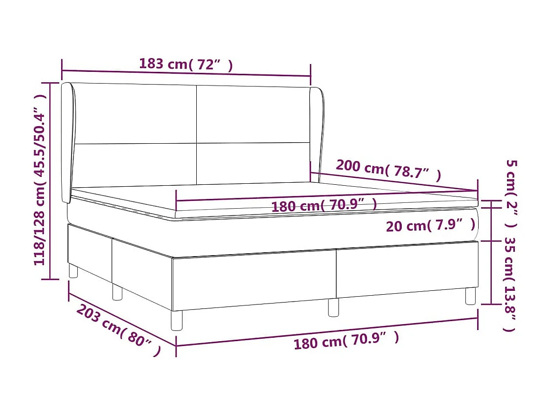 Lit à sommier tapissier avec matelas Crème 180x200cm Similicuir