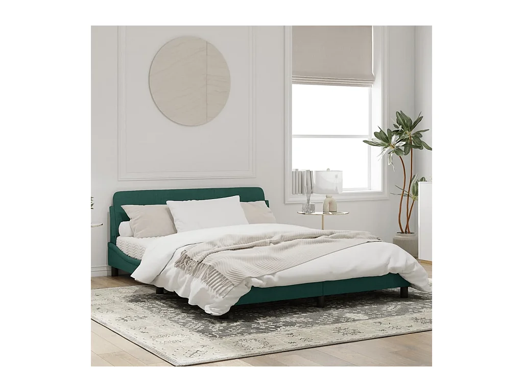 Estructura cama con cabecero terciopelo verde oscuro 160x200 cm