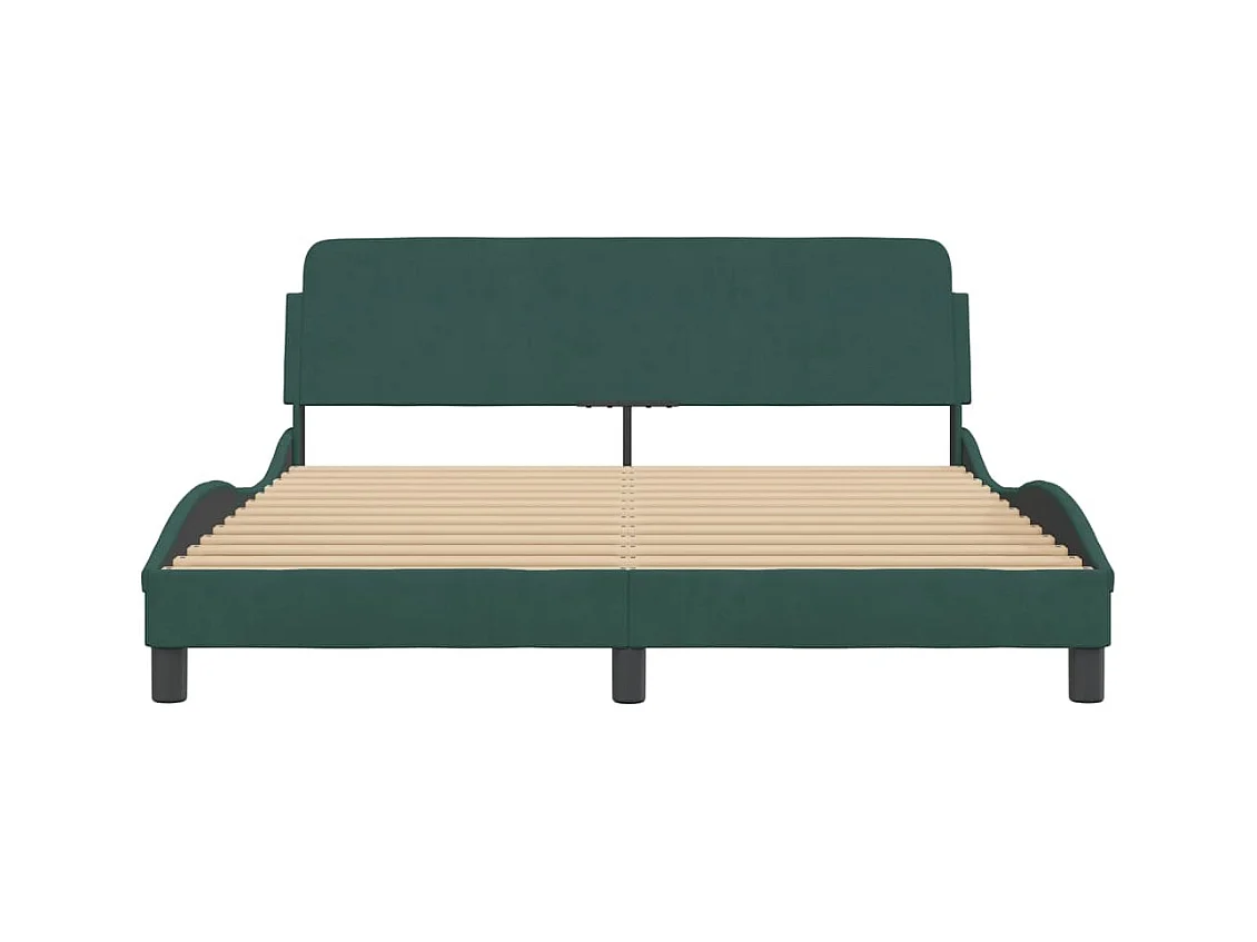 Estructura cama con cabecero terciopelo verde oscuro 160x200 cm