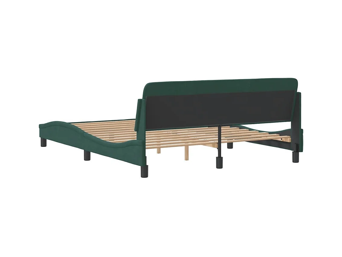 Estructura cama con cabecero terciopelo verde oscuro 160x200 cm