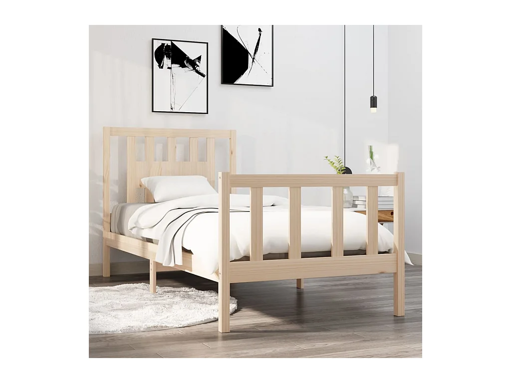 Estrutura de cama solteiro 90x190 cm madeira maciça