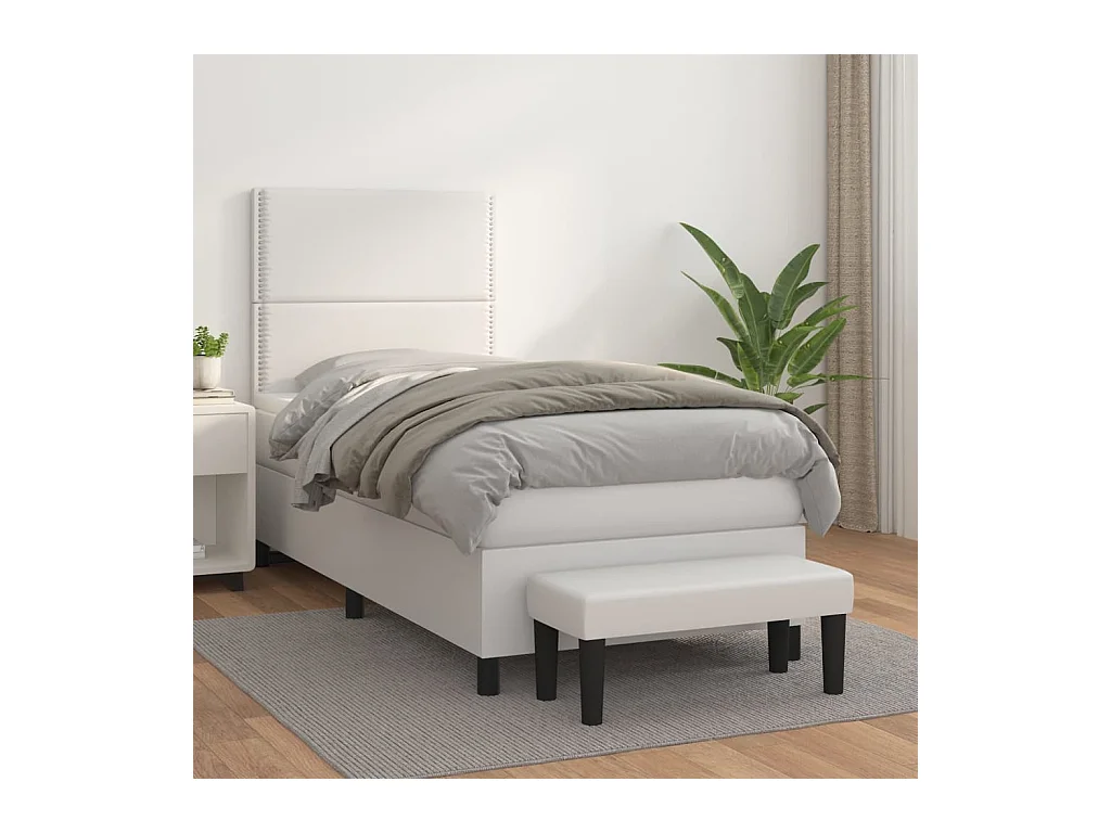 Boxspring met matras kunstleer wit 90x200 cm