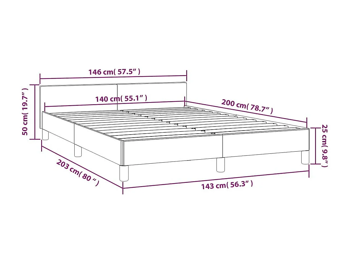 Estructura de cama con cabecero tela gris taupe azul 140x200 cm