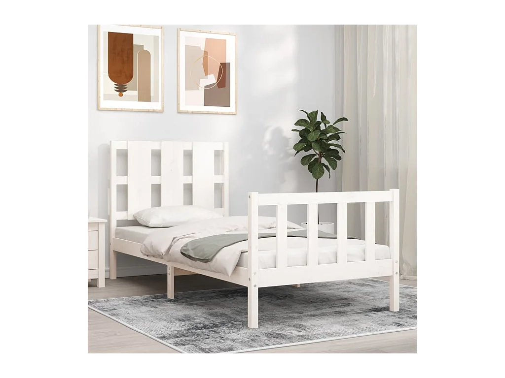 Bedframe zonder matras massief grenenhout wit 90x200 cm