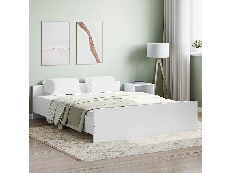 Estrutura de cama com cabeceira e apoio pés 160x200 cm branco
