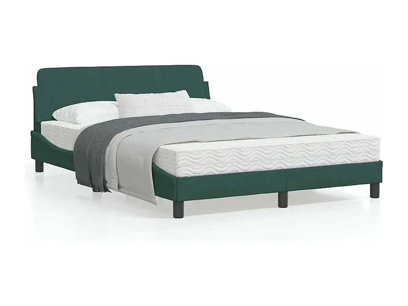 Estrutura de cama c/ cabeceira 140x190 cm veludo verde-escuro