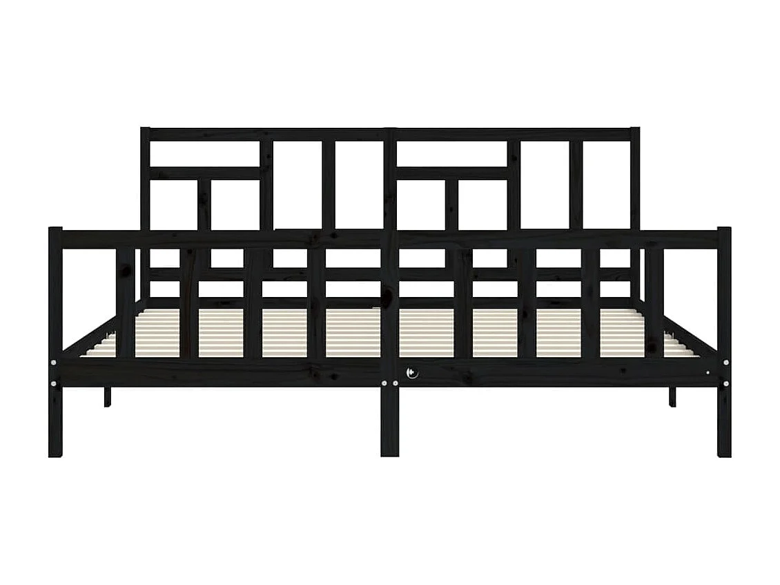 Cadre de lit avec tête de lit noir 200x200 cm bois massif