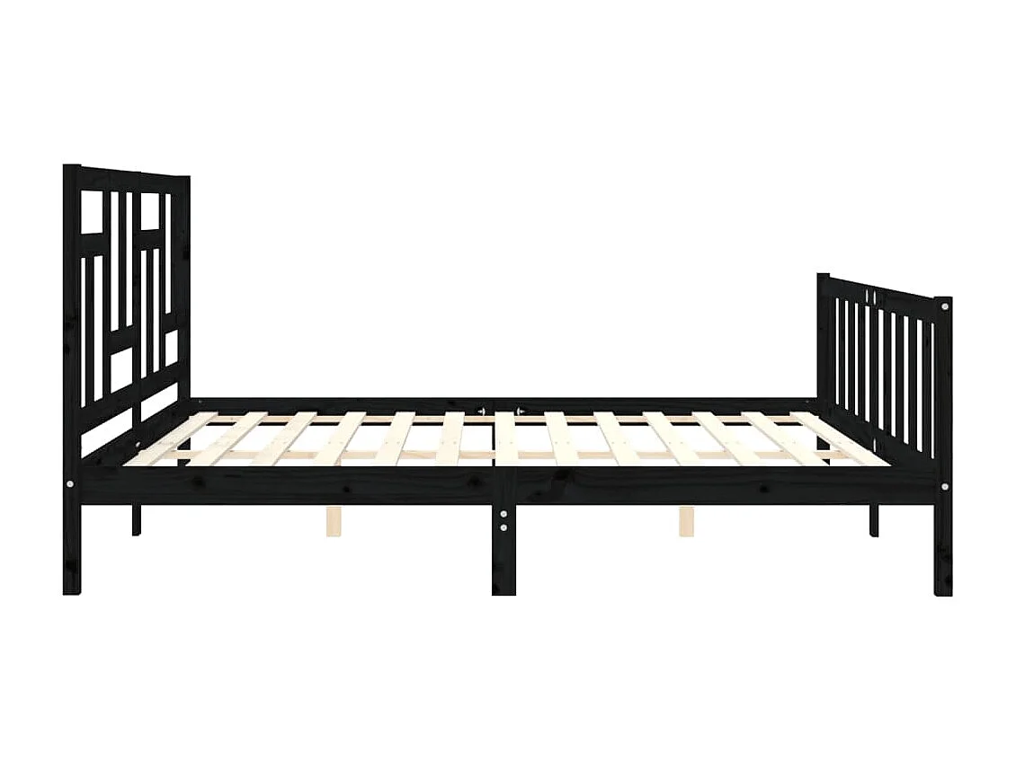 Estrutura de cama com cabeceira 200x200 cm madeira maciça preto