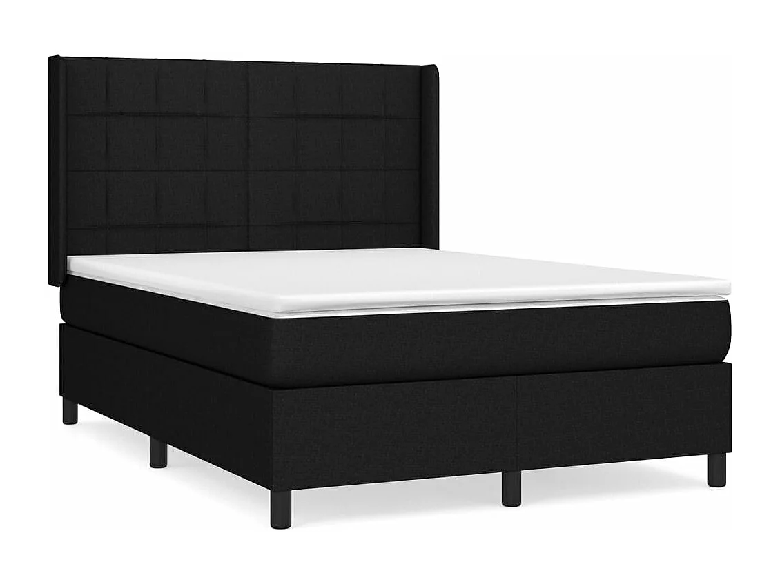 Lit à sommier tapissier avec matelas Noir 140x190 cm Tissu