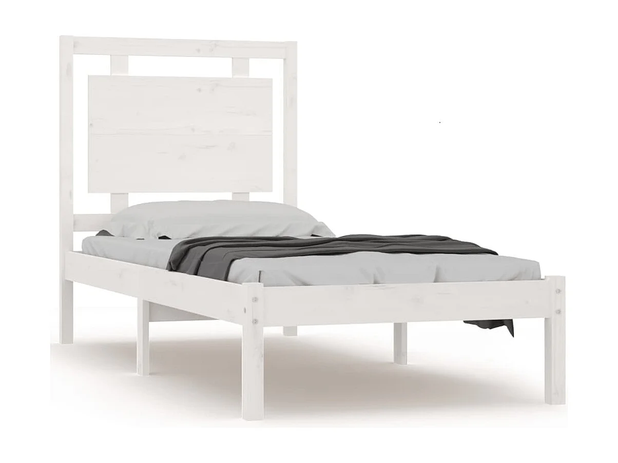 Cadre de lit Blanc Bois massif 75x190 cm Petit simple