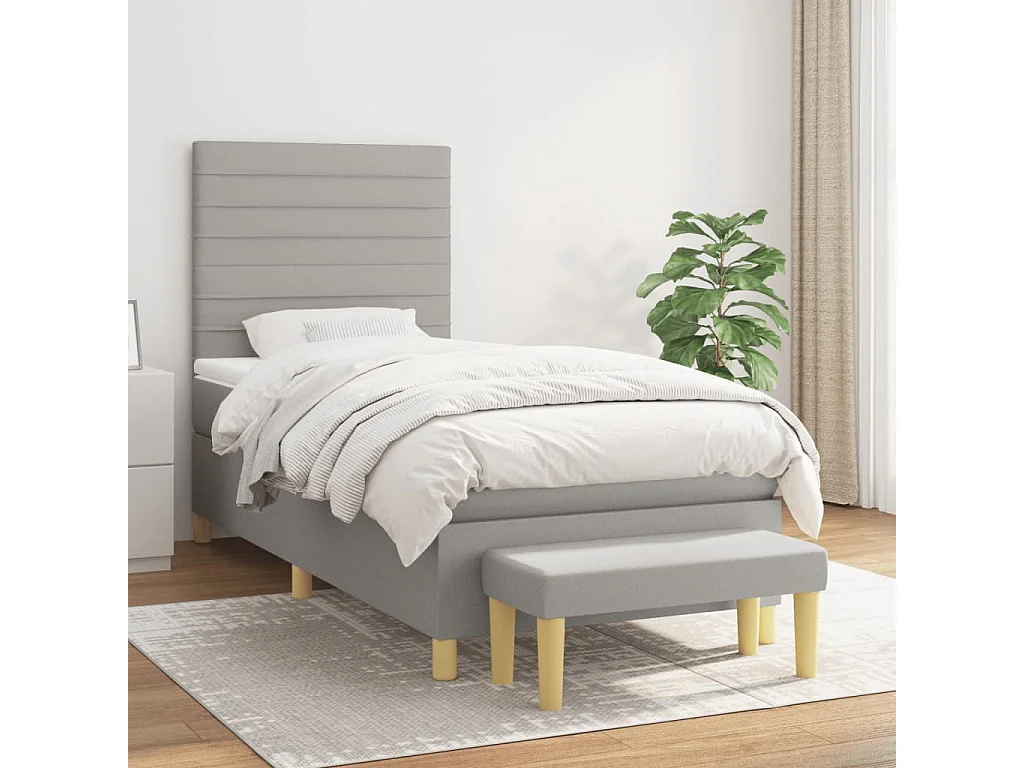 Cama com molas/colchão 90x200 cm tecido cinza-claro