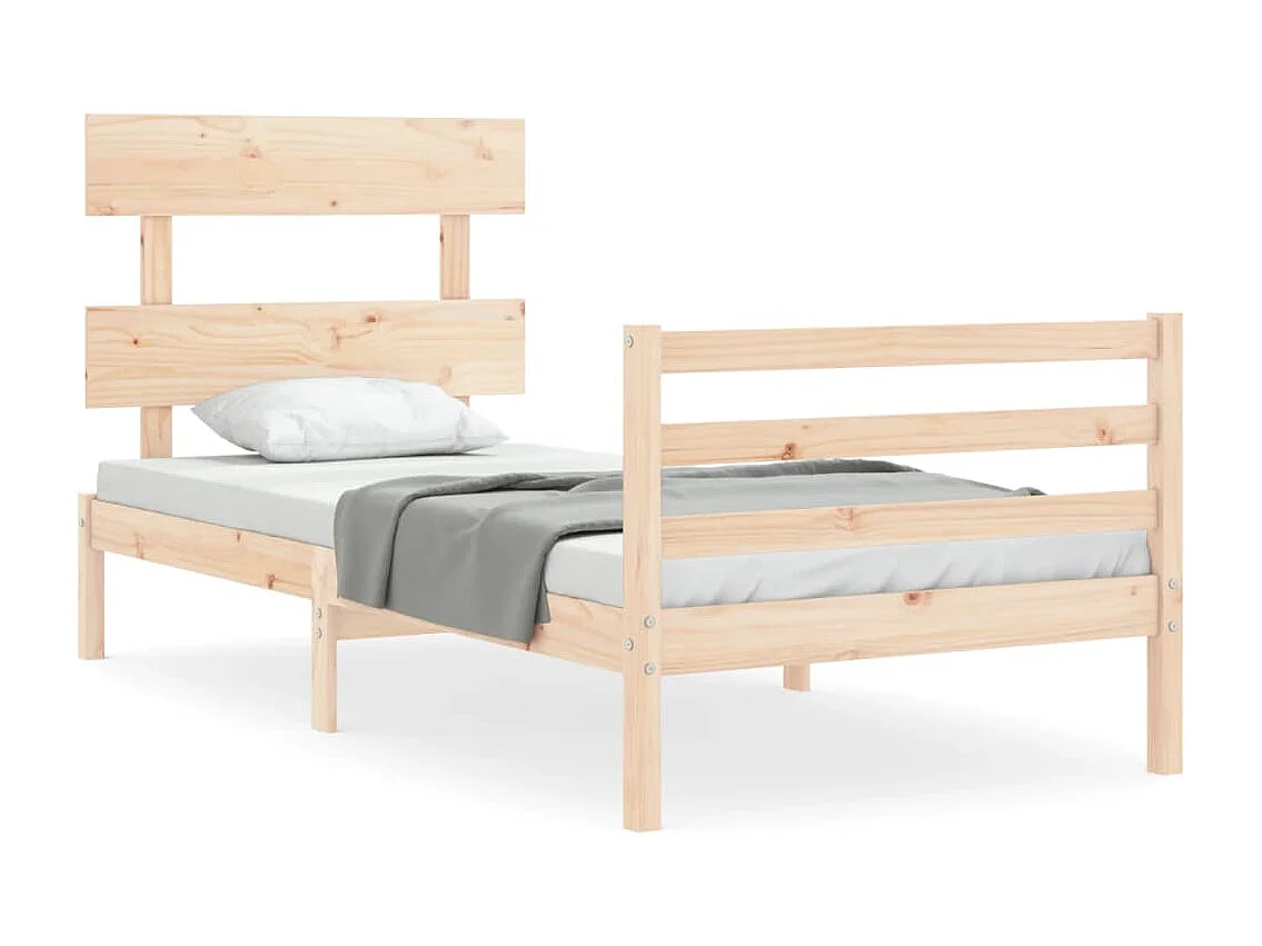 Estructura de cama con cabecero madera maciza