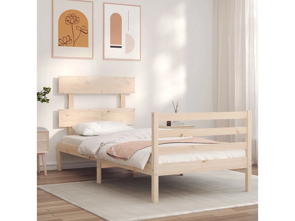 Estructura de cama con cabecero madera maciza
