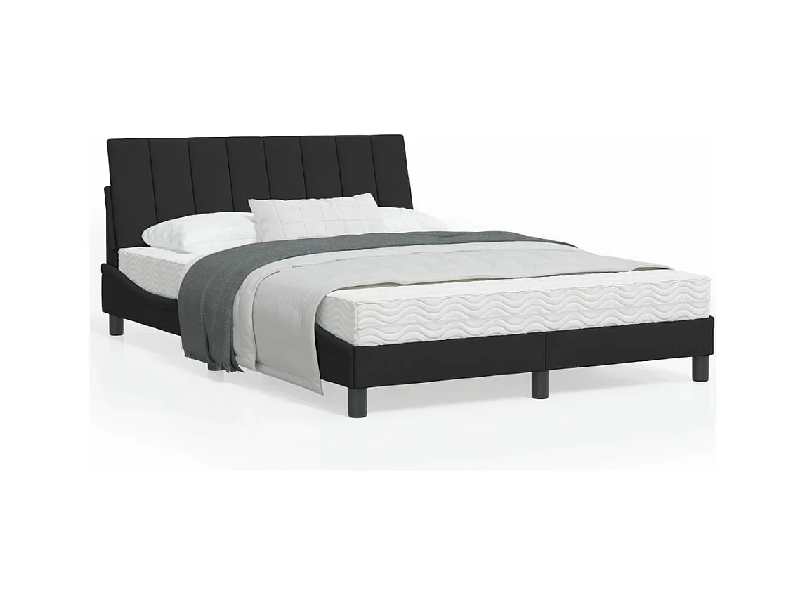 Bedframe met LED zonder matras "Hanko"  fluweel zwart 140x200 cm