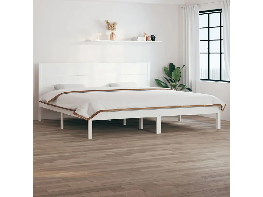 Estrutura de cama super king 180x200 cm madeira maciça branco