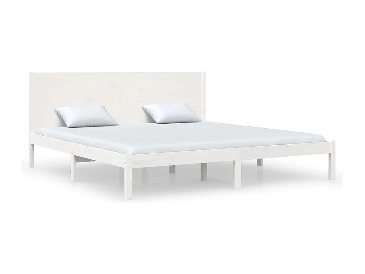 Estrutura de cama super king 180x200 cm madeira maciça branco