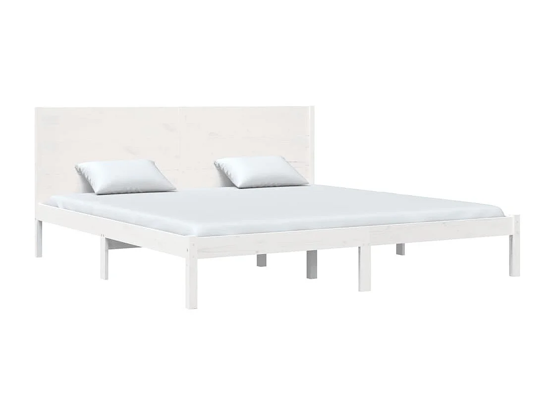 Estrutura de cama super king 180x200 cm madeira maciça branco