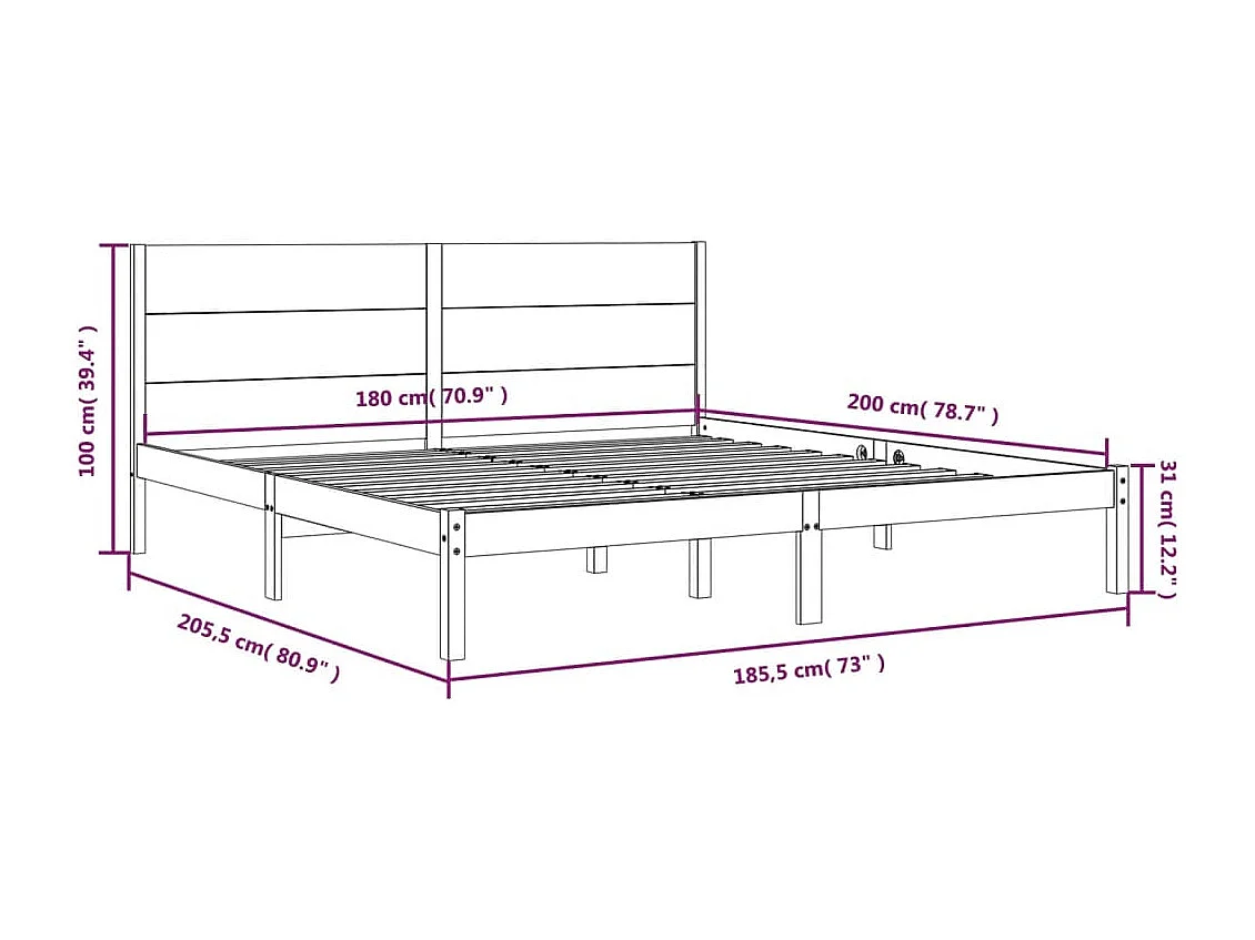 Estrutura de cama super king 180x200 cm madeira maciça branco