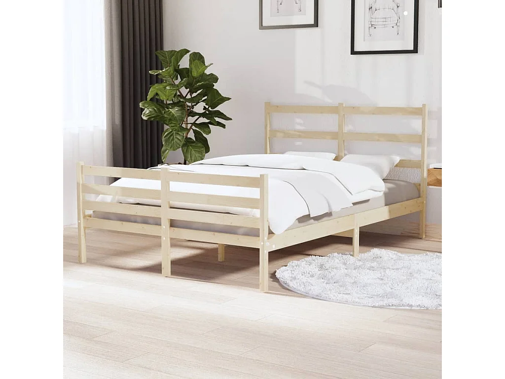 Estructura de cama matrimonial madera maciza de pino 120x190 cm