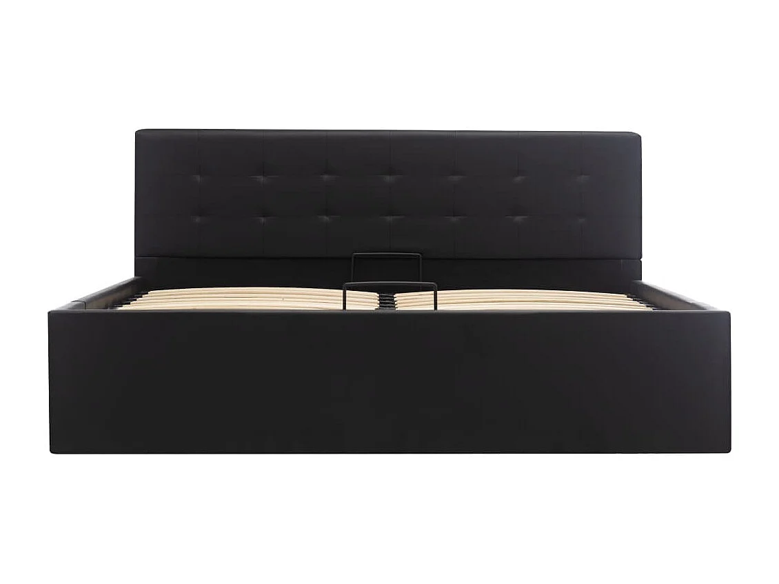 Cadre de lit à rangement hydraulique Noir Similicuir 140x200 cm