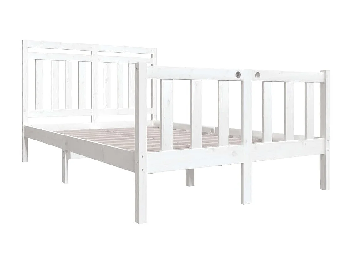 Estrutura de cama dupla 135x190 cm madeira maciça branco