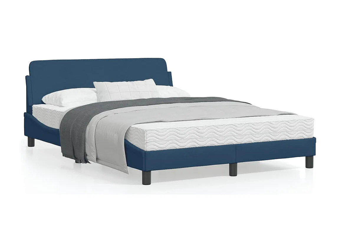 Estructura de cama con cabecero tela gris taupe azul 140x200 cm