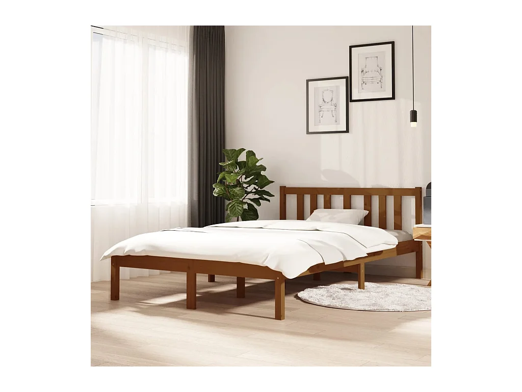 Bedframe massief hout honingbruin 120x200 cm