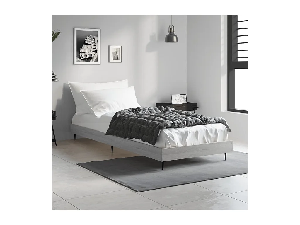 Cadre de lit sonoma gris 75x190 cm bois d'ingénierie