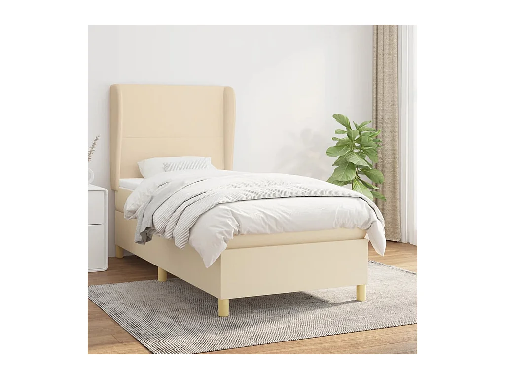 Boxspring met matras stof crèmekleurig 80x200 cm