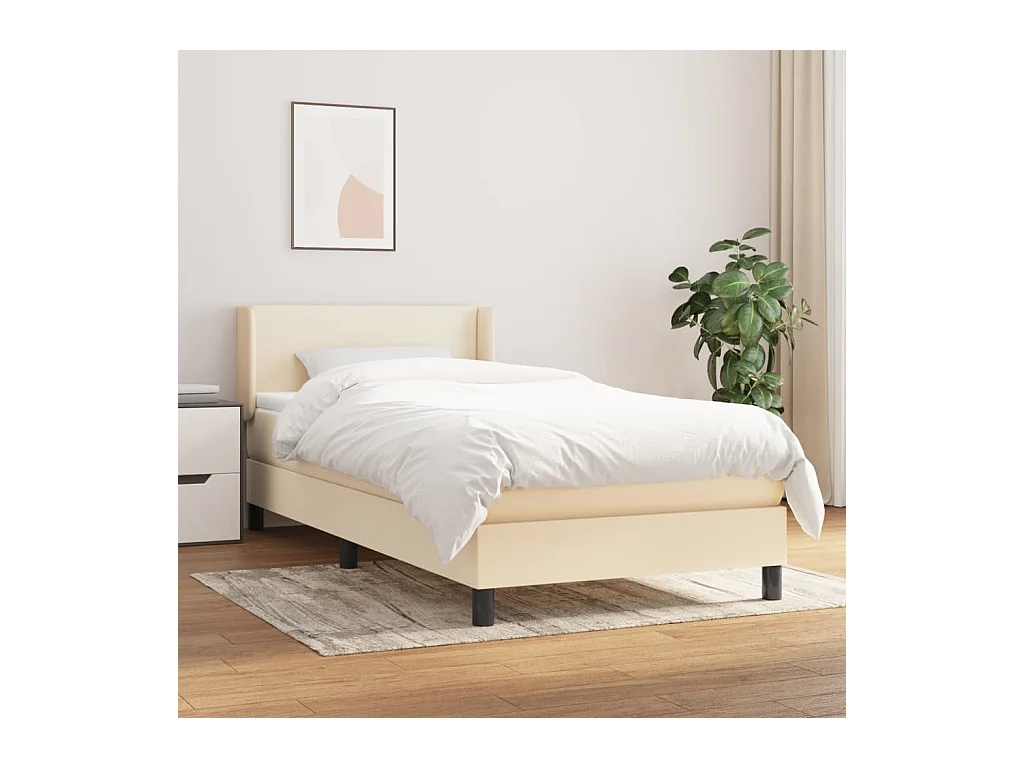 Boxspring met matras stof crèmekleurig 90x190 cm